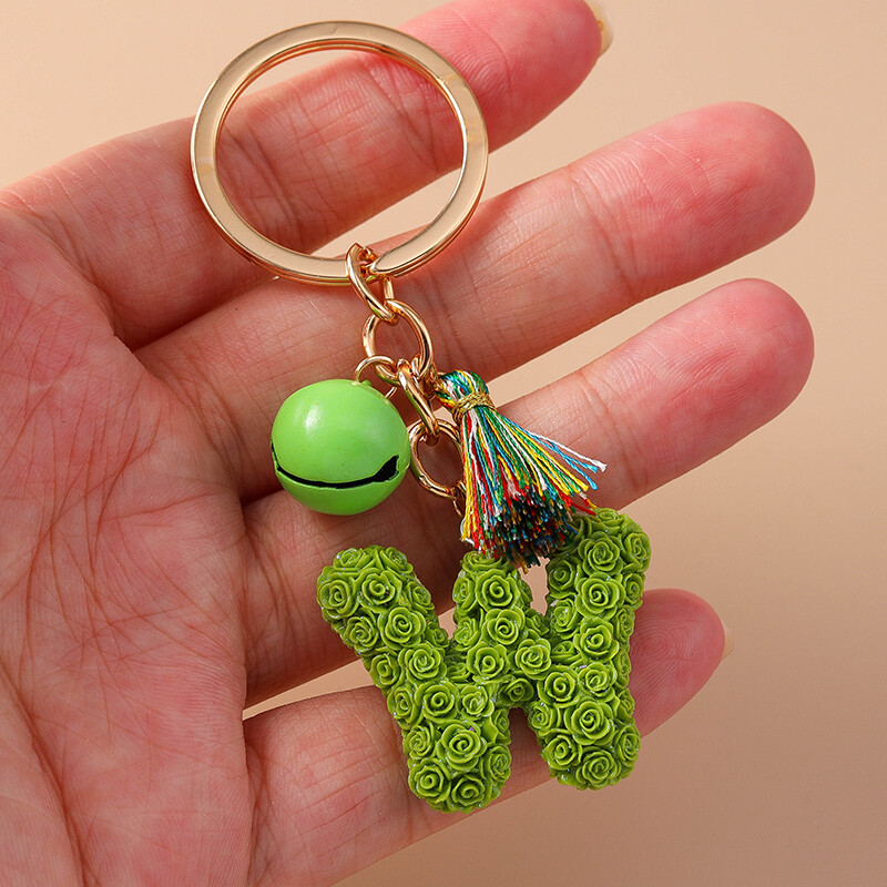 Breloc cu clopoțel cu litere colorate la modă pentru suport de cheie de mașină Femei Bărbați Poșetă de mână pandantiv Breloc Accesorii Bijuterii DIY Cadouri