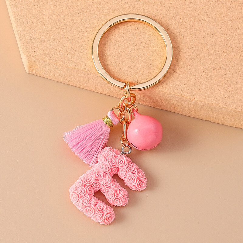 Breloc cu clopoțel cu litere colorate la modă pentru suport de cheie de mașină Femei Bărbați Poșetă de mână pandantiv Breloc Accesorii Bijuterii DIY Cadouri