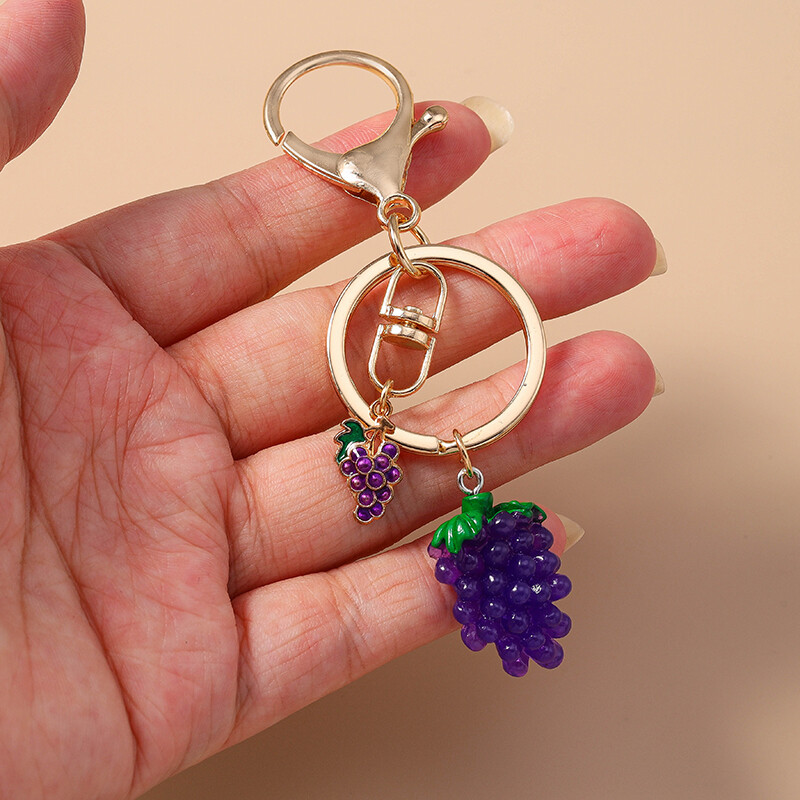 Mīlīgs augļu arbūzu vīnogu atslēgu piekariņš automašīnas atslēgu turētājam sievietēm vīriešiem rokassomu kulonu atslēgu piekari Aksesuāri DIY rotaslietas dāvanas
