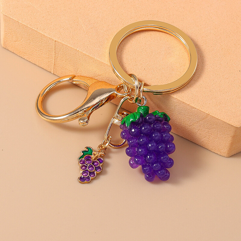 Mīlīgs augļu arbūzu vīnogu atslēgu piekariņš automašīnas atslēgu turētājam sievietēm vīriešiem rokassomu kulonu atslēgu piekari Aksesuāri DIY rotaslietas dāvanas