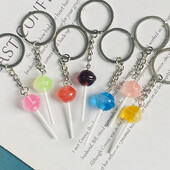 1 buc/3 buc brelocuri cu bomboane acadele multicolore pentru femei prietene drăguț creativ amuzant 3D brelocuri alimentare cutie de geanți bijuterii pentru chei de mașină