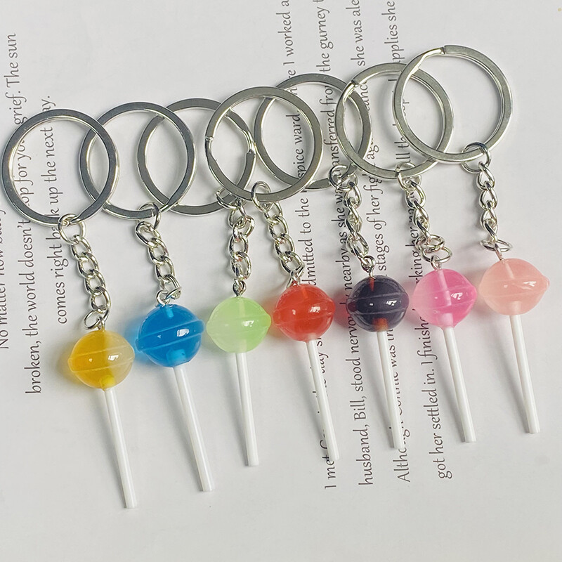 1 buc/3 buc brelocuri cu bomboane acadele multicolore pentru femei prietene drăguț creativ amuzant 3D brelocuri alimentare cutie de geanți bijuterii pentru chei de mașină