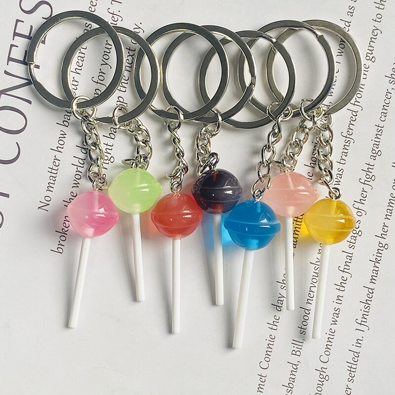 1 buc/3 buc brelocuri cu bomboane acadele multicolore pentru femei prietene drăguț creativ amuzant 3D brelocuri alimentare cutie de geanți bijuterii pentru chei de mașină