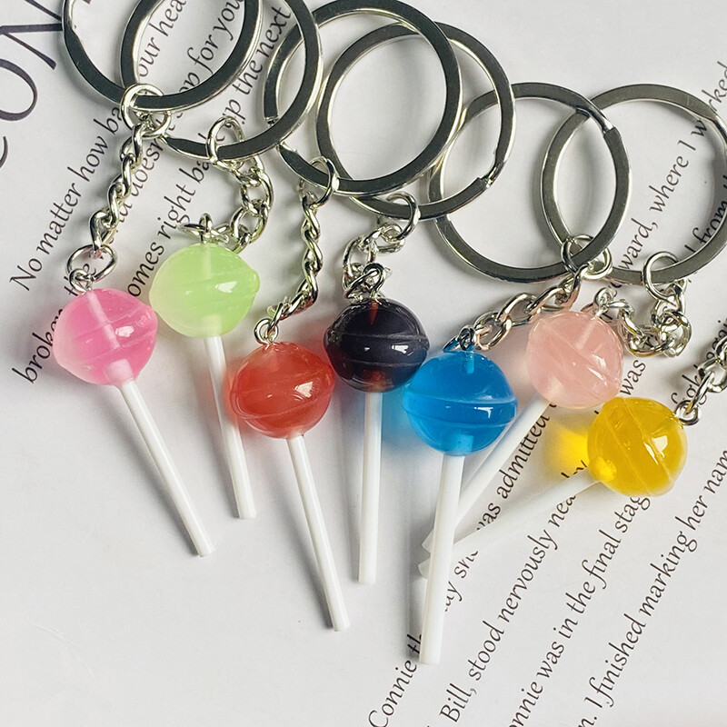 1 buc/3 buc brelocuri cu bomboane acadele multicolore pentru femei prietene drăguț creativ amuzant 3D brelocuri alimentare cutie de geanți bijuterii pentru chei de mașină