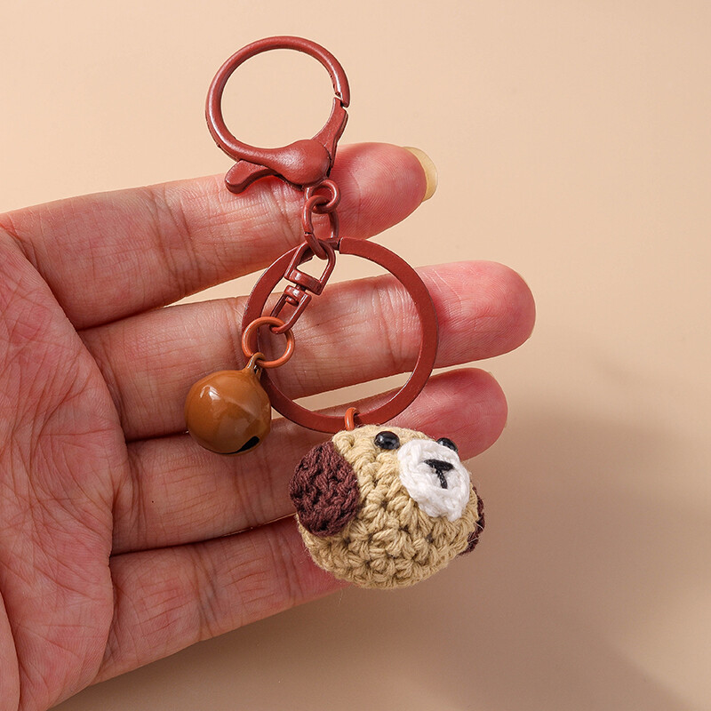 Breloc cu animale din desene animate, tricotat manual, câine, broască, breloc cu pandantiv pentru femei, bărbați, cheie mașină, geantă, brelocuri, accesorii bricolaj