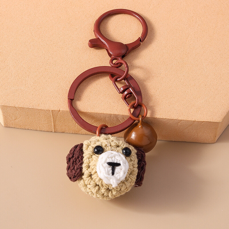 Breloc cu animale din desene animate, tricotat manual, câine, broască, breloc cu pandantiv pentru femei, bărbați, cheie mașină, geantă, brelocuri, accesorii bricolaj