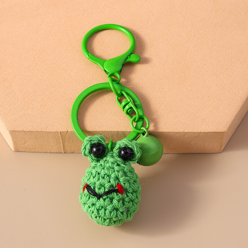 Breloc cu animale din desene animate, tricotat manual, câine, broască, breloc cu pandantiv pentru femei, bărbați, cheie mașină, geantă, brelocuri, accesorii bricolaj