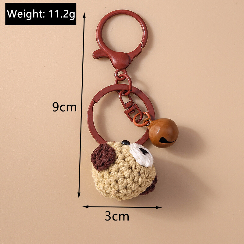 Breloc cu animale din desene animate, tricotat manual, câine, broască, breloc cu pandantiv pentru femei, bărbați, cheie mașină, geantă, brelocuri, accesorii bricolaj