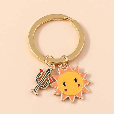 Mīlīgs emaljas kļavu lapu kaktuss atslēgu piekariņš Panda atslēgu piekariņi kuloni sievietēm meitenēm rokassomu aksesuāri DIY rotaslietas dāvanas