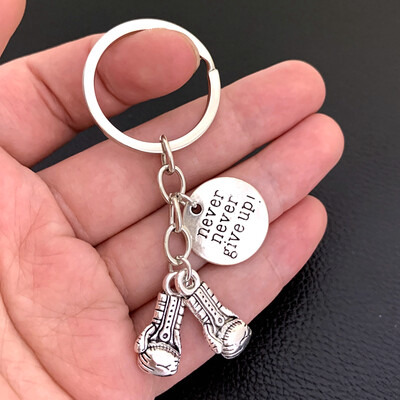 Bijuterii cu farmec pentru mănuși de box, cadouri de box, breloc de box, accesoriu pentru mașină, breloc din metal, cadouri pentru boxeri, farmecul să nu renunți niciodată