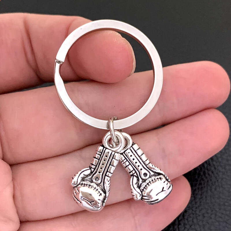 Bijuterii cu farmec pentru mănuși de box, cadouri de box, breloc de box, accesoriu pentru mașină, breloc din metal, cadouri pentru boxeri, farmecul să nu renunți niciodată
