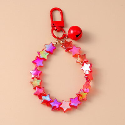Breloc cu clopoțel cu mărgele de stea, colorat, lucrat manual, pentru chei de mașină, femei, bărbați, poșete, brelocuri, accesorii, bijuterii, cadouri
