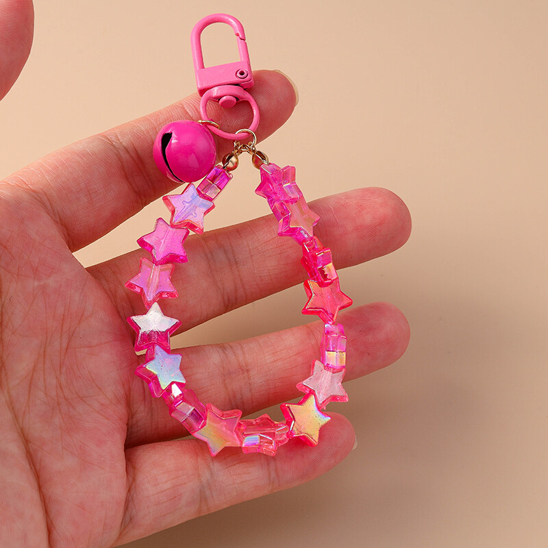 Breloc cu clopoțel cu mărgele de stea, colorat, lucrat manual, pentru chei de mașină, femei, bărbați, poșete, brelocuri, accesorii, bijuterii, cadouri