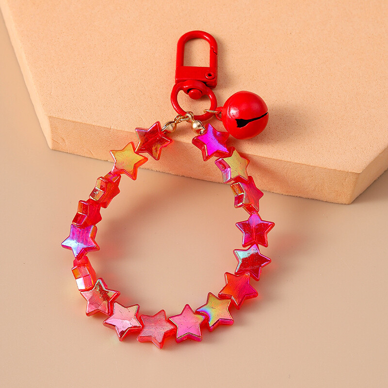 Breloc cu clopoțel cu mărgele de stea, colorat, lucrat manual, pentru chei de mașină, femei, bărbați, poșete, brelocuri, accesorii, bijuterii, cadouri