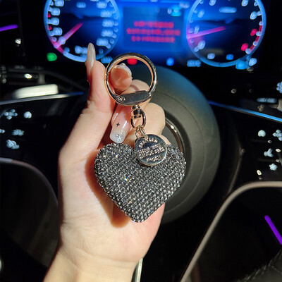 Radošs sirds formas atslēgu piekariņš ar dimanta radzēm, moderns persiku sirds automašīnas atslēgu piekariņš, izsmalcināts somas kulons, dekoratīva dāvana