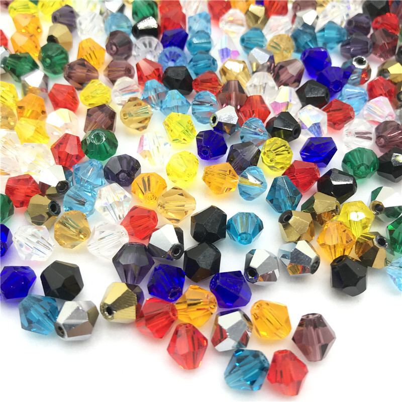 Vruće prodavane 4/6/8 mm prešane gornje dvije šiljate perle kristalne staklene perle romb perle DIY pribor za nakit