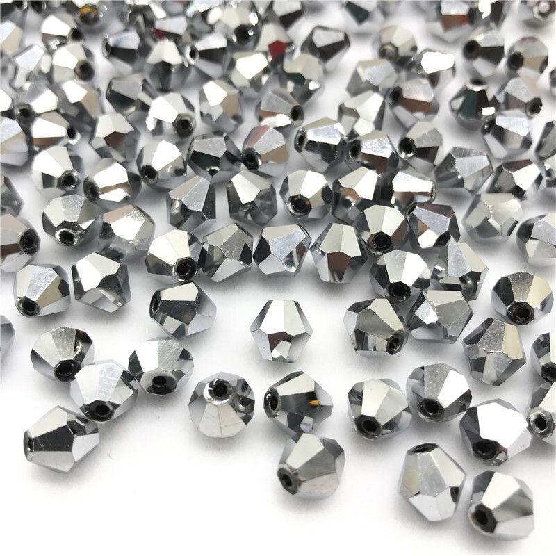 Vruće prodavane 4/6/8 mm prešane gornje dvije šiljate perle kristalne staklene perle romb perle DIY pribor za nakit