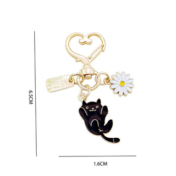 Χαριτωμένο Love Heart Kitten Keychain Cartoon Μαύρο λευκό μπρελόκ γάτας για κορίτσια Τσάντα στολίδια αυτοκινήτου Θήκη για ακουστικά Κρεμαστό Δώρα για ζευγάρι