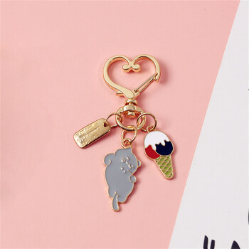 Χαριτωμένο Love Heart Kitten Keychain Cartoon Μαύρο λευκό μπρελόκ γάτας για κορίτσια Τσάντα στολίδια αυτοκινήτου Θήκη για ακουστικά Κρεμαστό Δώρα για ζευγάρι