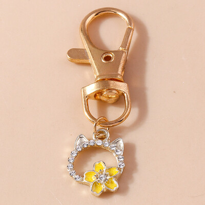 Breloc drăguț cu pisică din desene animate, email, cu pandantive pentru chei pentru mașină, femei, fete, poșete, brelocuri, accesorii de bijuterii DIY