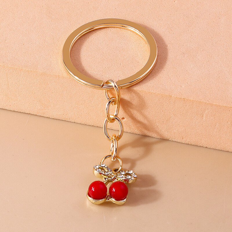 Prekrasni kristalni privjesak za ključeve od trešnje, simulirani voćni privjesak za ključeve, privjesci za žene, djevojke, ukras za torbicu, šarm, DIY nakit, darovi