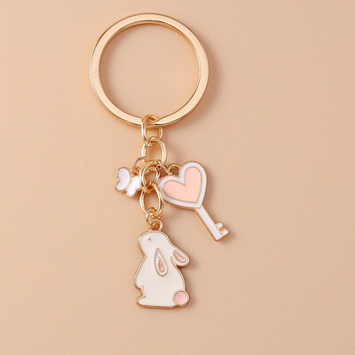 Breloc drăguț iepuraș iepuraș emailat, cu inimă de dragoste, pandantive pentru chei pentru femei, fete, decorațiuni pentru genți, accesorii de bijuterii DIY