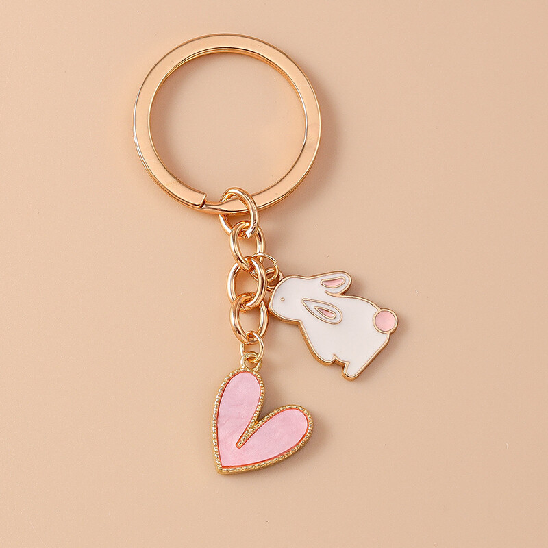Breloc drăguț iepuraș iepuraș emailat, cu inimă de dragoste, pandantive pentru chei pentru femei, fete, decorațiuni pentru genți, accesorii de bijuterii DIY