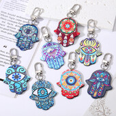Star Flower Evil Eye Breloc de mână Hamsa Breloc Nou Acrilic Retro Etnic Fatima Hand Blue Eye Geantă Car Airpods Cutie Accesorii