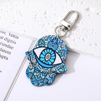 Star Flower Evil Eye Hamsa Hand Keychains Keyring New Acrylic Retro Ethnic Fatima Hand Blue Eye Bag Car Airpods Кутия Аксесоари