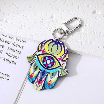 Star Flower Evil Eye Hamsa Hand Keychains Keyring New Acrylic Retro Ethnic Fatima Hand Blue Eye Bag Car Airpods Кутия Аксесоари