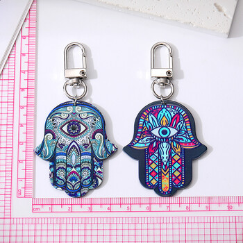 Star Flower Evil Eye Hamsa Hand Keychains Keyring New Acrylic Retro Ethnic Fatima Hand Blue Eye Bag Car Airpods Кутия Аксесоари