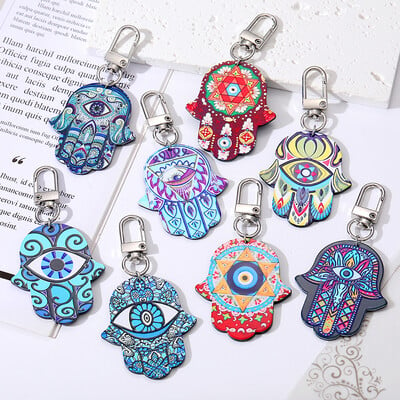 Star Flower Evil Eye Hamsa Kézi Kulcstartó Kulcstartó Új Akril Retro Etnikai Fatima Kéz Kék Szemtáska Autós Airpods Doboz Kiegészítők