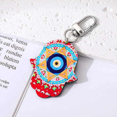 Star Flower Evil Eye Breloc de mână Hamsa Breloc Nou Acrilic Retro Etnic Fatima Hand Blue Eye Geantă Car Airpods Cutie Accesorii