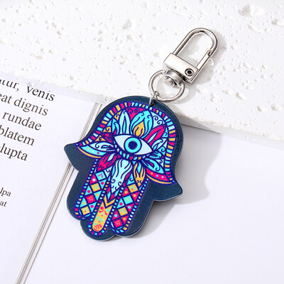 Star Flower Evil Eye Breloc de mână Hamsa Breloc Nou Acrilic Retro Etnic Fatima Hand Blue Eye Geantă Car Airpods Cutie Accesorii