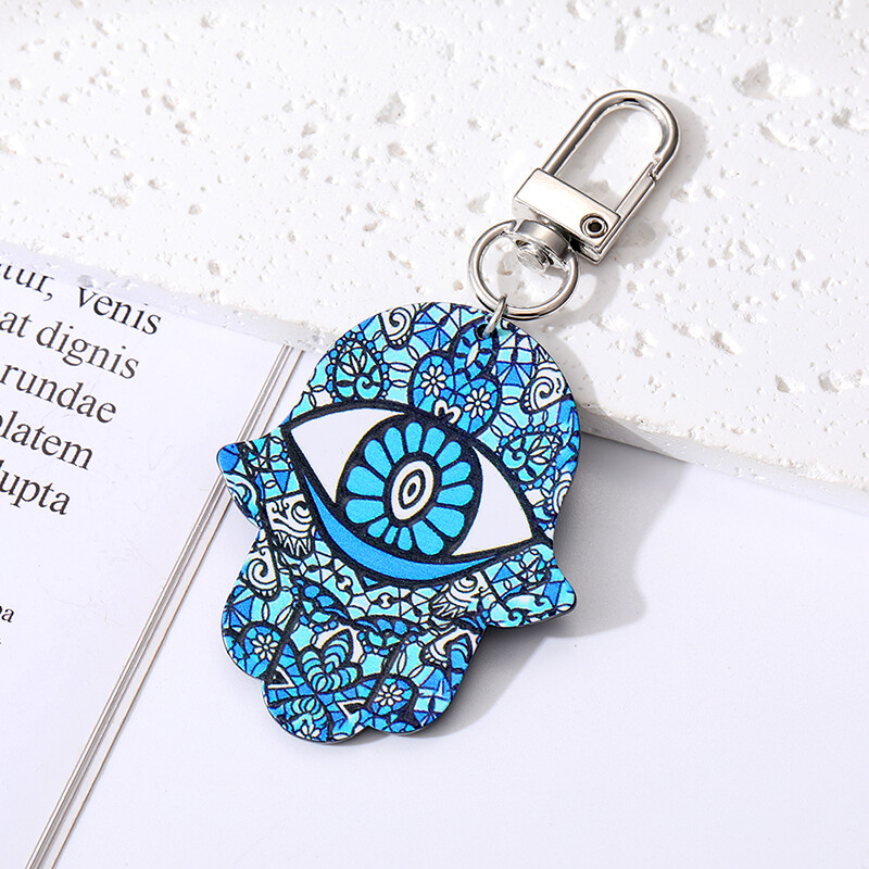 Star Flower Evil Eye Breloc de mână Hamsa Breloc Nou Acrilic Retro Etnic Fatima Hand Blue Eye Geantă Car Airpods Cutie Accesorii