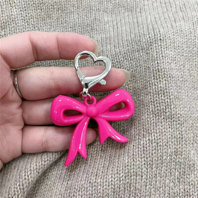 Minimalizam Akrilne mašne Privjesak za ključeve Ljubav Breskva Srce Kopča Ručna torbica Crnoružičasta mašna Privjesak Ukras Ključ od automobila Chians Dodaci