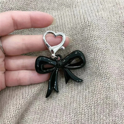 Minimalizam Akrilne mašne Privjesak za ključeve Ljubav Breskva Srce Kopča Ručna torbica Crnoružičasta mašna Privjesak Ukras Ključ od automobila Chians Dodaci