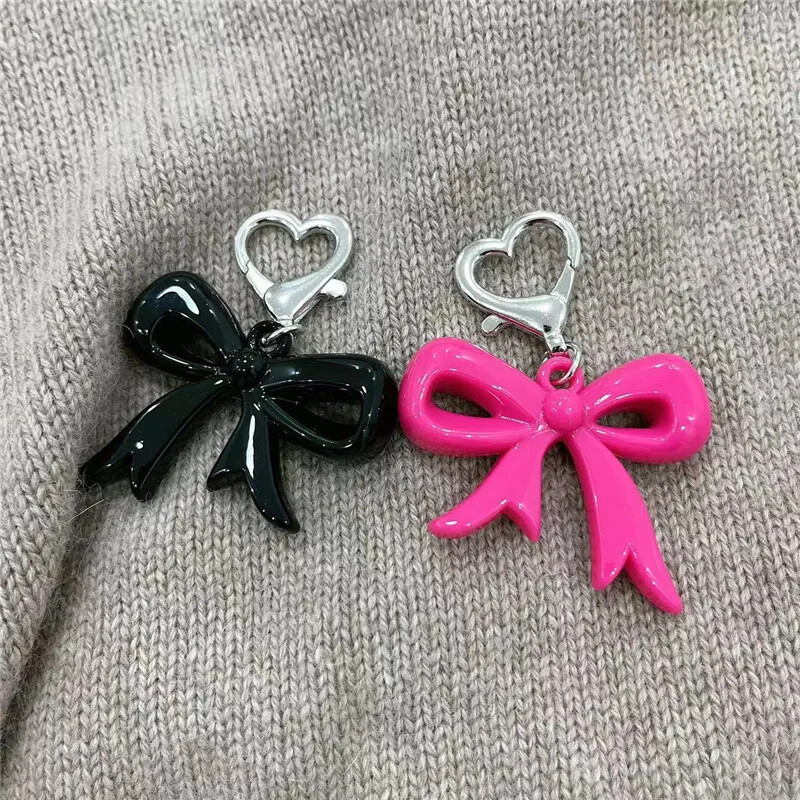 Minimalizam Akrilne mašne Privjesak za ključeve Ljubav Breskva Srce Kopča Ručna torbica Crnoružičasta mašna Privjesak Ukras Ključ od automobila Chians Dodaci