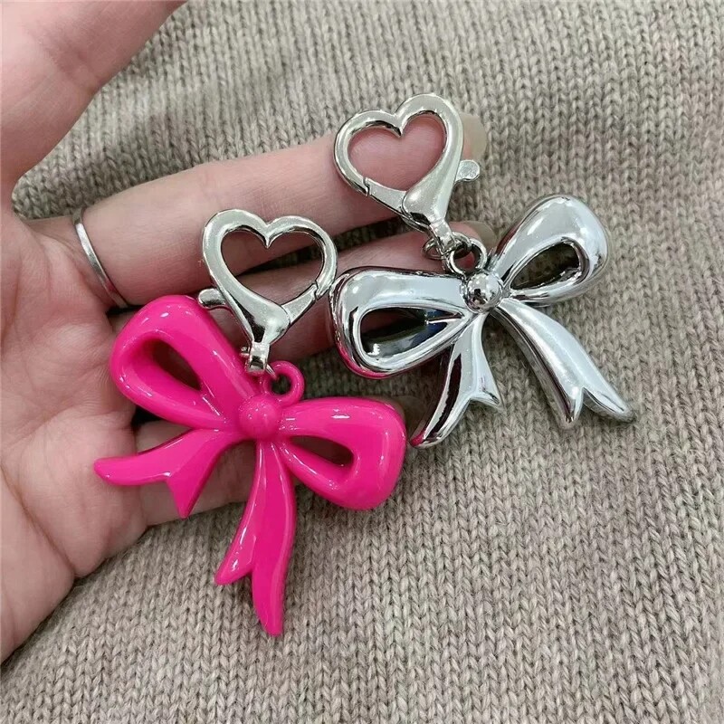 Minimalizam Akrilne mašne Privjesak za ključeve Ljubav Breskva Srce Kopča Ručna torbica Crnoružičasta mašna Privjesak Ukras Ključ od automobila Chians Dodaci