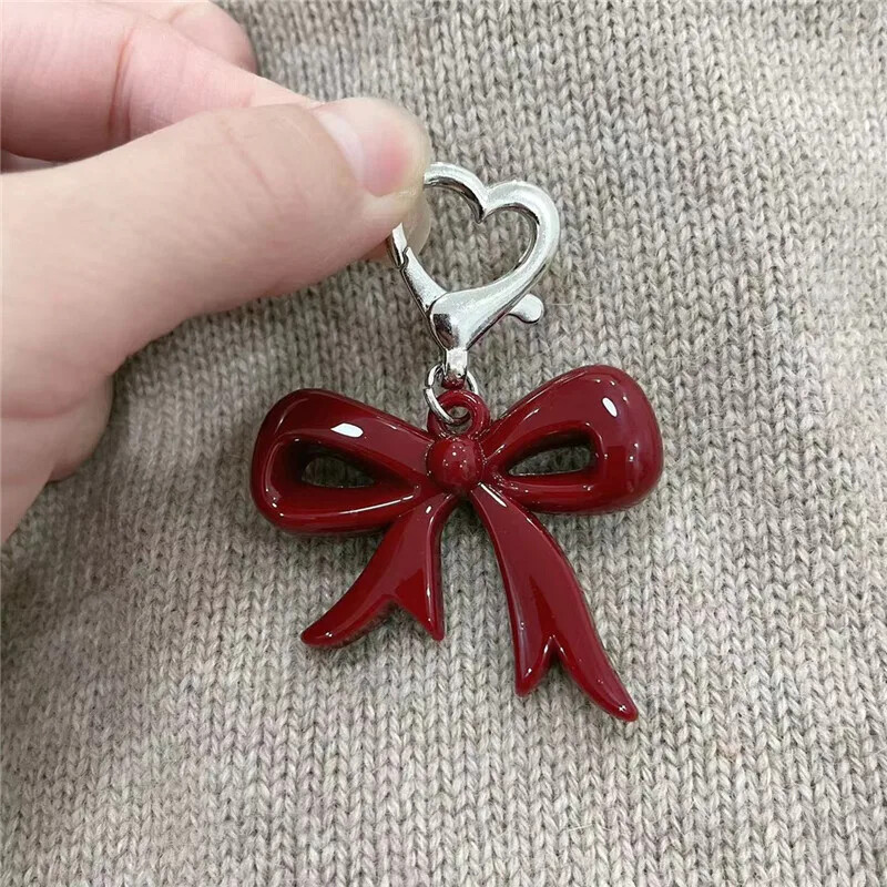 Minimalizam Akrilne mašne Privjesak za ključeve Ljubav Breskva Srce Kopča Ručna torbica Crnoružičasta mašna Privjesak Ukras Ključ od automobila Chians Dodaci