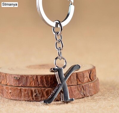 Breloc de chei cu litere AZ NOU DIY Breloc de metal de culoare argintie Breloc de mașină pentru femei Breloc de chei cu literă simplă Nume Suport cheie Cadou de petrecere Bijuterii