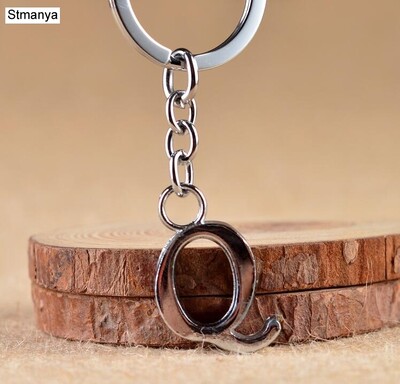 Breloc de chei cu litere AZ NOU DIY Breloc de metal de culoare argintie Breloc de mașină pentru femei Breloc de chei cu literă simplă Nume Suport cheie Cadou de petrecere Bijuterii