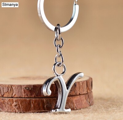 Breloc de chei cu litere AZ NOU DIY Breloc de metal de culoare argintie Breloc de mașină pentru femei Breloc de chei cu literă simplă Nume Suport cheie Cadou de petrecere Bijuterii