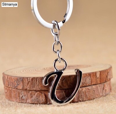 Breloc de chei cu litere AZ NOU DIY Breloc de metal de culoare argintie Breloc de mașină pentru femei Breloc de chei cu literă simplă Nume Suport cheie Cadou de petrecere Bijuterii