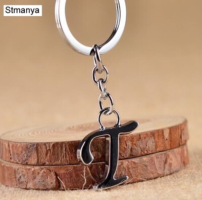 Breloc de chei cu litere AZ NOU DIY Breloc de metal de culoare argintie Breloc de mașină pentru femei Breloc de chei cu literă simplă Nume Suport cheie Cadou de petrecere Bijuterii