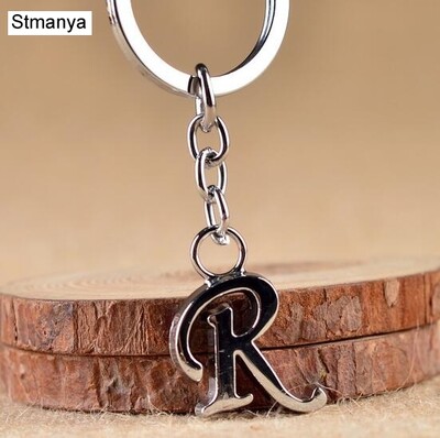 Breloc de chei cu litere AZ NOU DIY Breloc de metal de culoare argintie Breloc de mașină pentru femei Breloc de chei cu literă simplă Nume Suport cheie Cadou de petrecere Bijuterii