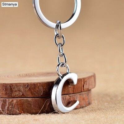 Breloc de chei cu litere AZ NOU DIY Breloc de metal de culoare argintie Breloc de mașină pentru femei Breloc de chei cu literă simplă Nume Suport cheie Cadou de petrecere Bijuterii