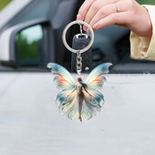 Акрилна висулка Фея на пеперуда Универсален чар Очарователен елф ключодържател за автомобилни огледала, раници, дома, празнично парти, подарък и декор