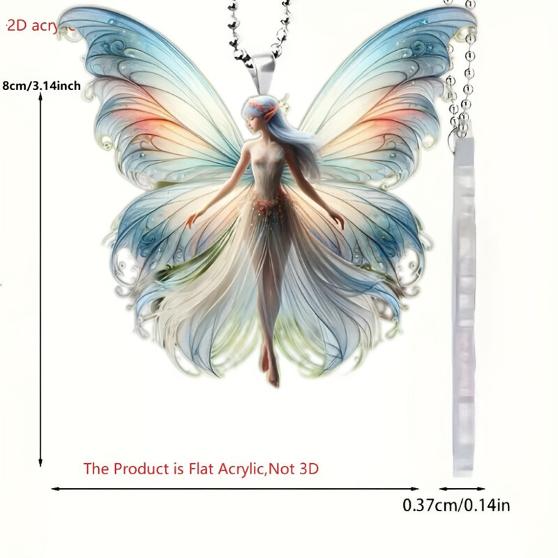 Акрилна висулка Фея на пеперуда Универсален чар Очарователен елф ключодържател за автомобилни огледала, раници, дома, празнично парти, подарък и декор
