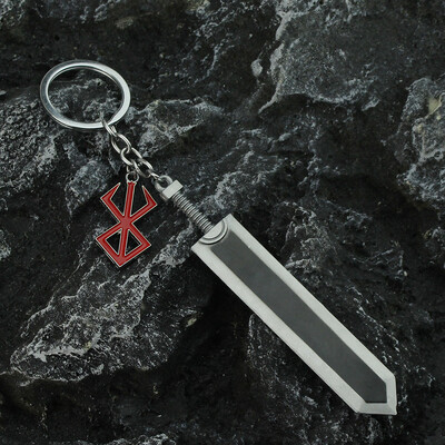 Anime Berserk Sword Keychain Melns Swordsman Metāla Auto atslēgu piekariņš Cosplay Rotaslietas Dragonslayer Sword Atslēgu piekariņš Vīriešiem Atslēgu piekariņi